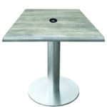 30-Inch Tall Indoor/Outdoor Table with 36 x 36-Inch Diameter Greystone Square Top with Umbrella Hole, Brushed Aluminum Base, and 18-Inch Diameter Foot