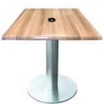 30-Inch Tall Indoor/Outdoor Table with 30 x 30-Inch Diameter Natural Square Top with Umbrella Hole, Brushed Aluminum Base, and 18-Inch Diameter Foot