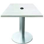 30-Inch Tall Indoor/Outdoor Table with 30 x 30-Inch Diameter White Ash Square Top with Umbrella Hole, Brushed Aluminum Base, and 18-Inch Diameter Foot