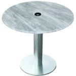 30-Inch Tall Indoor/Outdoor Table with 36-Inch Diameter Greystone Round Top with Umbrella Hole, Brushed Aluminum Base, and 18-Inch Diameter Foot