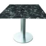 30-Inch Tall Indoor/Outdoor Table with 32 x 32-Inch Diameter Black Marble Square Top with Umbrella Hole, Brushed Aluminum Base, and 18-Inch Diameter Foot