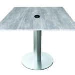 30-Inch Tall Indoor/Outdoor Table with 32 x 32-Inch Diameter Greystone Square Top with Umbrella Hole, Brushed Aluminum Base, and 18-Inch Diameter Foot