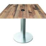30-Inch Tall Indoor/Outdoor Table with 36 x 36-Inch Diameter Rustic Square Top with Umbrella Hole, Brushed Aluminum Base, and 18-Inch Diameter Foot