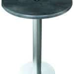 42-Inch Tall Indoor/Outdoor Table with 30-Inch Diameter Black Steel Round Top with Umbrella Hole, Brushed Aluminum Base, and 18-Inch Diameter Foot