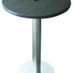36-Inch Tall Indoor/Outdoor Table with 36-Inch Diameter Charcoal Round Top with Umbrella Hole, Brushed Aluminum Base, and 18-Inch Diameter Foot
