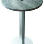 36-Inch Tall Indoor/Outdoor Table with 36-Inch Diameter Greystone Round Top with Umbrella Hole, Brushed Aluminum Base, and 18-Inch Diameter Foot
