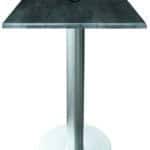 42-Inch Tall Indoor/Outdoor Table with 36 x 36-Inch Diameter Black Steel Square Top with Umbrella Hole, Brushed Aluminum Base, and 18-Inch Diameter Foot