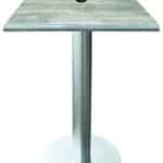 42-Inch Tall Indoor/Outdoor Table with 30 x 30-Inch Diameter Greystone Square Top with Umbrella Hole, Brushed Aluminum Base, and 18-Inch Diameter Foot