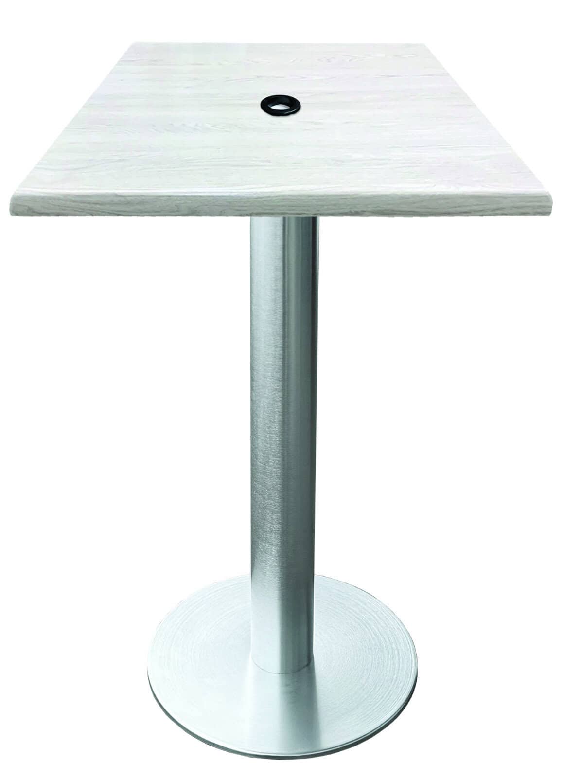 36-Inch Tall Indoor/Outdoor Table with 36 x 36-Inch Diameter White Ash Square Top with Umbrella Hole, Brushed Aluminum Base, and 18-Inch Diameter Foot 1 36-Inch Tall Indoor/Outdoor Table with 36 x 36-Inch Diameter White Ash Square Top with Umbrella Hole, Brushed Aluminum Base, and 18-Inch Diameter Foot