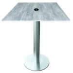 36-Inch Tall Indoor/Outdoor Table with 32 x 32-Inch Diameter Greystone Square Top with Umbrella Hole, Brushed Aluminum Base, and 18-Inch Diameter Foot