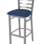 30-Inch Stainless Steel Bar Stool with Breeze Sapphire 2.5-Inch Cushion Seat and Ladder Back
