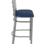 30-Inch Stainless Steel Bar Stool with Breeze Sapphire 2.5-Inch Cushion Seat and Ladder Back