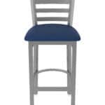 30-Inch Stainless Steel Bar Stool with Breeze Sapphire 2.5-Inch Cushion Seat and Ladder Back