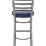 30-Inch Stainless Steel Bar Stool with Breeze Sapphire 2.5-Inch Cushion Seat and Ladder Back