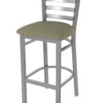 30-Inch Stainless Steel Bar Stool with Breeze Farro 2.5-Inch Cushion Seat and Ladder Back