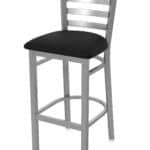30-Inch Stainless Steel Bar Stool with Breeze Black 2.5-Inch Cushion Seat and Ladder Back