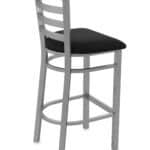 30-Inch Stainless Steel Bar Stool with Breeze Black 2.5-Inch Cushion Seat and Ladder Back