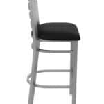 30-Inch Stainless Steel Bar Stool with Breeze Black 2.5-Inch Cushion Seat and Ladder Back