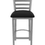 30-Inch Stainless Steel Bar Stool with Breeze Black 2.5-Inch Cushion Seat and Ladder Back