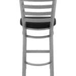 30-Inch Stainless Steel Bar Stool with Breeze Black 2.5-Inch Cushion Seat and Ladder Back