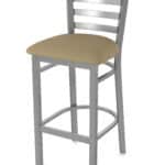 30-Inch Stainless Steel Bar Stool with Breeze Champagne 2.5-Inch Cushion Seat and Ladder Back