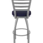 30-Inch Stainless Steel Swivel Bar Stool with Breeze Sapphire 2.5-Inch Cushion Seat, Ladder Back, and Single-Ring Base