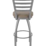 36-Inch Stainless Steel Swivel Bar Stool with Breeze Farro 2.5-Inch Cushion Seat, Ladder Back, and Single-Ring Base