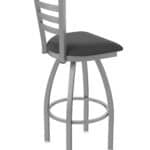 25-Inch Stainless Steel Swivel Counter Stool with Breeze Graphite 2.5-Inch Cushion Seat, Ladder Back, and Single-Ring Base