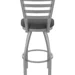 25-Inch Stainless Steel Swivel Counter Stool with Breeze Graphite 2.5-Inch Cushion Seat, Ladder Back, and Single-Ring Base