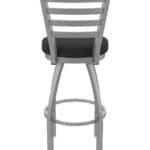 25-Inch Stainless Steel Swivel Counter Stool with Breeze Black 2.5-Inch Cushion Seat, Ladder Back, and Single-Ring Base
