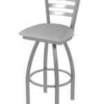 30-Inch Stainless Steel Swivel Bar Stool with Breeze Sidewalk 2.5-Inch Cushion Seat, Ladder Back, and Single-Ring Base