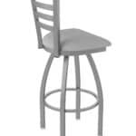 30-Inch Stainless Steel Swivel Bar Stool with Breeze Sidewalk 2.5-Inch Cushion Seat, Ladder Back, and Single-Ring Base