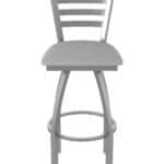 30-Inch Stainless Steel Swivel Bar Stool with Breeze Sidewalk 2.5-Inch Cushion Seat, Ladder Back, and Single-Ring Base