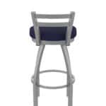 30-Inch Stainless Steel Swivel Bar Stool with Breeze Sapphire 2.5-Inch Cushion Seat, Low Ladder Back, and Single-Ring Base