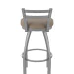 30-Inch Stainless Steel Swivel Bar Stool with Breeze Farro 2.5-Inch Cushion Seat, Low Ladder Back, and Single-Ring Base