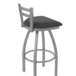 30-Inch Stainless Steel Swivel Bar Stool with Breeze Graphite 2.5-Inch Cushion Seat, Low Ladder Back, and Single-Ring Base 11 30-Inch Stainless Steel Swivel Bar Stool with Breeze Graphite 2.5-Inch Cushion Seat, Low Ladder Back, and Single-Ring Base