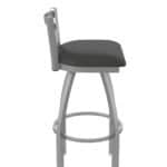 30-Inch Stainless Steel Swivel Bar Stool with Breeze Graphite 2.5-Inch Cushion Seat, Low Ladder Back, and Single-Ring Base 13 30-Inch Stainless Steel Swivel Bar Stool with Breeze Graphite 2.5-Inch Cushion Seat, Low Ladder Back, and Single-Ring Base