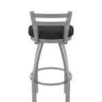 30-Inch Stainless Steel Swivel Bar Stool with Breeze Black 2.5-Inch Cushion Seat, Low Ladder Back, and Single-Ring Base