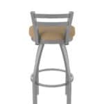 30-Inch Stainless Steel Swivel Bar Stool with Breeze Champagne 2.5-Inch Cushion Seat, Low Ladder Back, and Single-Ring Base