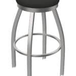 25-Inch Stainless Steel Swivel Backless Counter Stool with Breeze Graphite 2.5-Inch Cushion Seat and Single-Ring Base