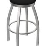 25-Inch Stainless Steel Swivel Backless Counter Stool with Breeze Black 2.5-Inch Cushion Seat and Single-Ring Base