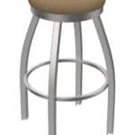 30-Inch Stainless Steel Swivel Backless Bar Stool with Breeze Champagne 2.5-Inch Cushion Seat and Single-Ring Base 5 30-Inch Stainless Steel Swivel Backless Bar Stool with Breeze Champagne 2.5-Inch Cushion Seat and Single-Ring Base