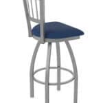 25-Inch Stainless Steel Swivel Counter Stool with Breeze Sapphire 2.5-Inch Cushion Seat, Jailhouse Back, and Single-Ring Base
