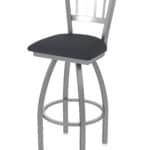 30-Inch Stainless Steel Swivel Bar Stool with Breeze Graphite 2.5-Inch Cushion Seat, Jailhouse Back, and Single-Ring Base 7 30-Inch Stainless Steel Swivel Bar Stool with Breeze Graphite 2.5-Inch Cushion Seat, Jailhouse Back, and Single-Ring Base
