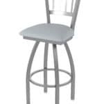 30-Inch Stainless Steel Swivel Bar Stool with Breeze Sidewalk 2.5-Inch Cushion Seat, Jailhouse Back, and Single-Ring Base