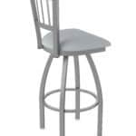 30-Inch Stainless Steel Swivel Bar Stool with Breeze Sidewalk 2.5-Inch Cushion Seat, Jailhouse Back, and Single-Ring Base