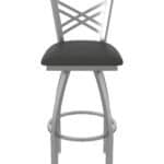 30-Inch Stainless Steel Swivel Bar Stool with Breeze Graphite 2.5-Inch Cushion Seat, Cross Back, and Single-Ring Base 14 30-Inch Stainless Steel Swivel Bar Stool with Breeze Graphite 2.5-Inch Cushion Seat, Cross Back, and Single-Ring Base