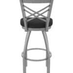 36-Inch Stainless Steel Swivel Bar Stool with Breeze Black 2.5-Inch Cushion Seat, Cross Back, and Single-Ring Base