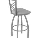 30-Inch Stainless Steel Swivel Bar Stool with Breeze Sidewalk 2.5-Inch Cushion Seat, Cross Back, and Single-Ring Base