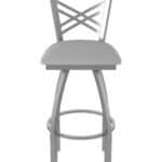 30-Inch Stainless Steel Swivel Bar Stool with Breeze Sidewalk 2.5-Inch Cushion Seat, Cross Back, and Single-Ring Base